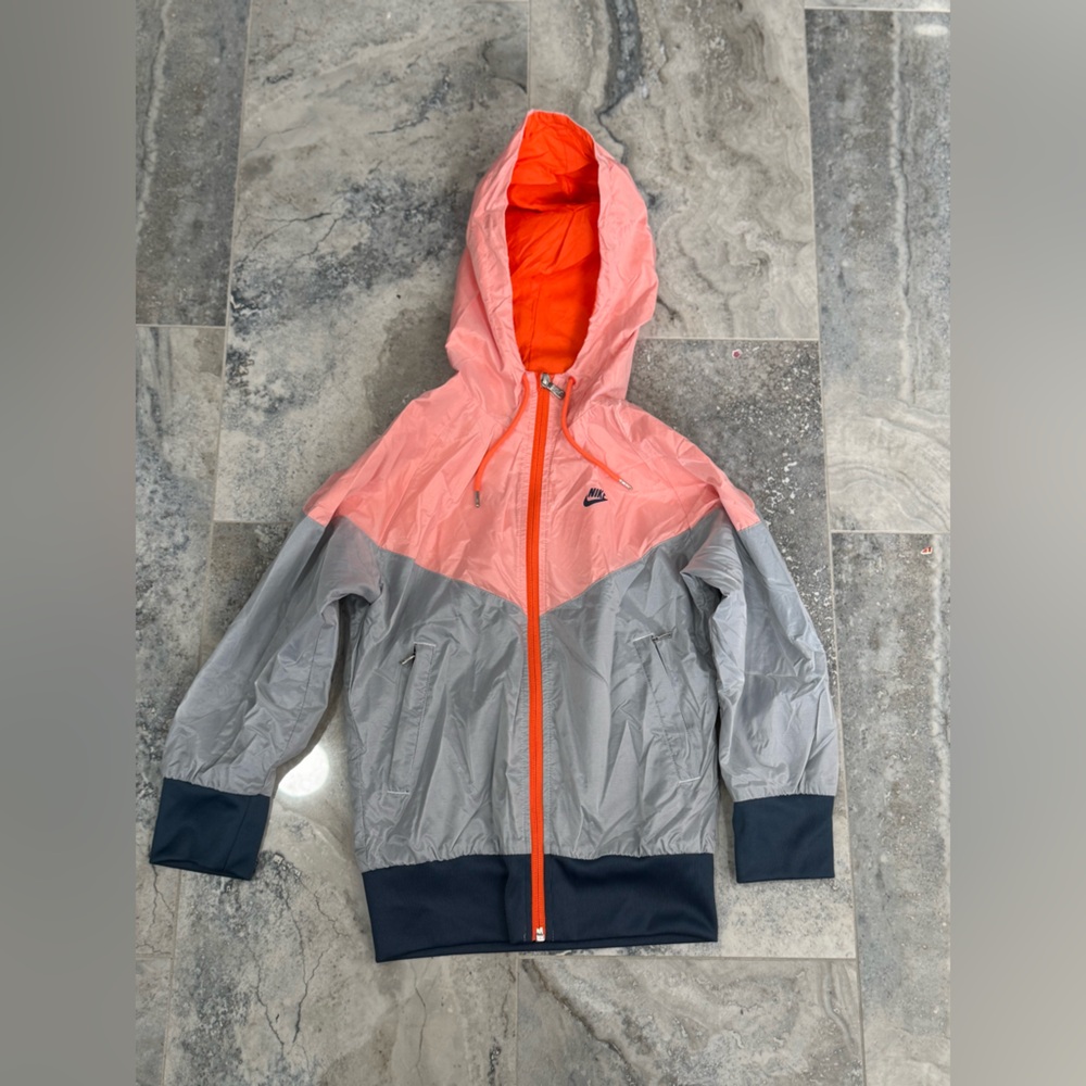 Nike Kids Orange and Gray Windbreaker Jacket Unisex